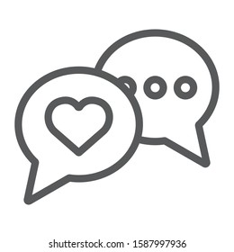 Love chat line icon, valentine and holiday, speech bubble message sign, vector graphics, a linear pattern on a white background, eps 10