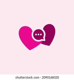 love and chat logo concept