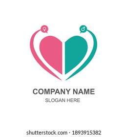 Love chat logo, dating app. Love people symbol. Vector illustration.