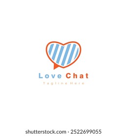 Love Chat Logo Design Línea de Ilustración vectorial de Plantilla