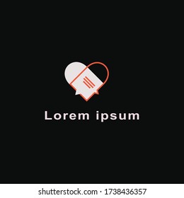 imagen vectorial de diseño plano del logotipo de chat de amor