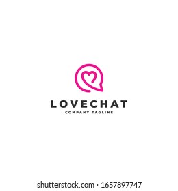 Love Chat Logo of Modern Minimalist Lines Icon Vector Images