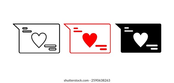 Love chat message icon or logo, chat icon with a heart symbol 