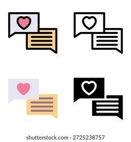 Icono Del Mensaje Del Chat Del Amor, Conveniente Para Los App Móviles, Los App Del Web Y Los Medios Impresos. Múltiples iconos de estilo,  