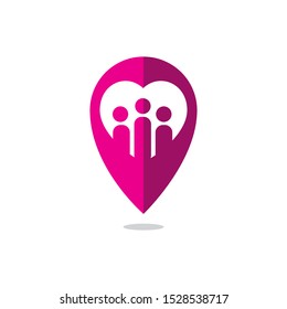 Love Chat Online Dating Logo design vector template. heart and people searching soulmate illustration.