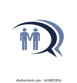 Love Chat Online Dating Logo design vector template