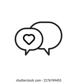 Ilustración vectorial del icono de contorno de charla de amor