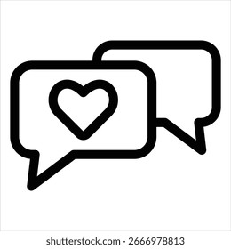 Ilustración vectorial de icono de contorno de chat de amor