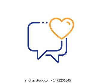 Love chat sign. Heart line icon. Valentine day symbol. Colorful outline concept. Blue and orange thin line heart icon. Vector