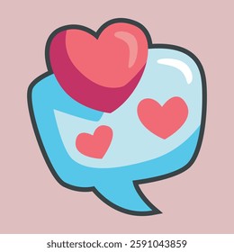 love chat sign with outline flat vector design.