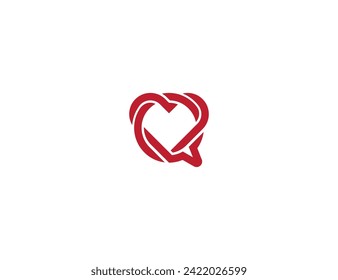 Love Chat Talk Heart Logo Concept icon symbol sign Design Element. Health Care, Valentine's Day, Consulting Logotype. Vector illustration template
