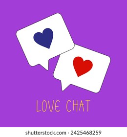 Love chat vector icon communication logos red blue hearts vector