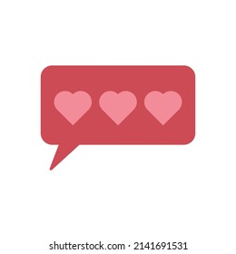Ich liebe Chat, Vektorsymbol. Redeblase mit Herzen