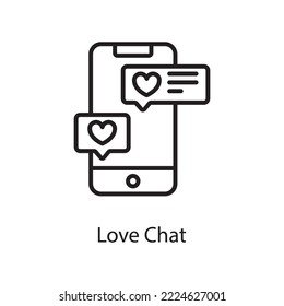 Love Chat Vector Outline Icon Design illustration. Love Symbol on White background EPS 10 File