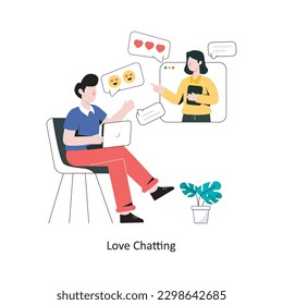 Love Chatting Flach Design Vektorgrafik. Stockillustration