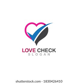 Love Check combination Logo Symbol Design concept Illustration