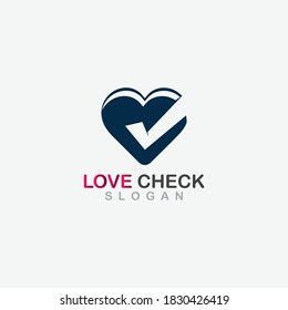 Love Check combination Logo Symbol Design concept Illustration