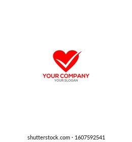 Love Check Mark Logo Design Vector