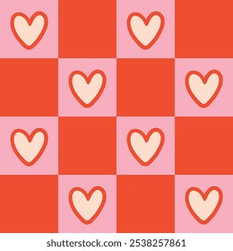 Love Checkerboard Pattern San Valentines Background Red Pink