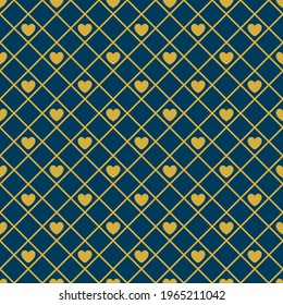 Love checkered cross abstract Imitation gold with blue design seamless patterns. A seamless vector background. blue with Imitation gold ornament. Graphic modern pattern. Simple graphic design.