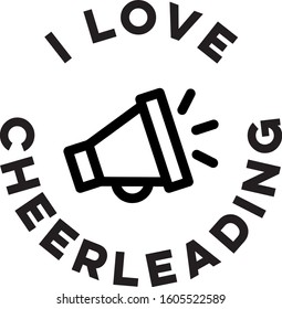 I love cheerleading black and white simple vector sign illustration