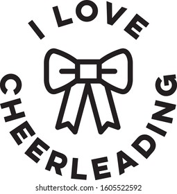 I love cheerleading black and white simple vector sign illustration