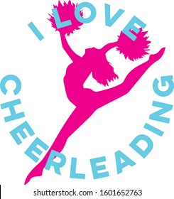 I love cheerleading logo vector sign, illustration for cheerleaders