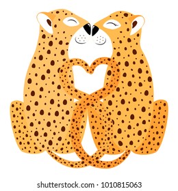 Love Cheetah Postcard Vector illustration