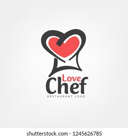 Love chef logo template in chef hat concept