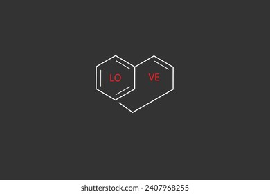 Love chemical formula icon. Background love.