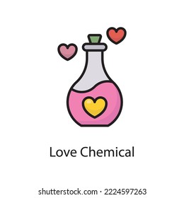 Love Chemical Vector Filled Outline Icon Design illustration. Love Symbol on White background EPS 10 File
