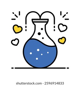 Love Chemical vector filled outline icon. EPS 10 file