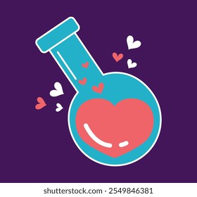 Love chemistry heart elixir laboratory potion valentine day concept. Vector graphic design illustration element