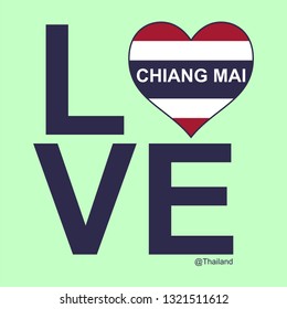 i love chiang mai heart flag thailand