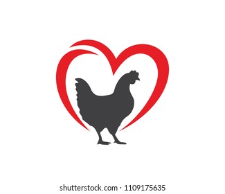 Love and Chicken Logo Symbol Template Design Vector, Emblem, Design Concept, Creative Symbol, Icon
