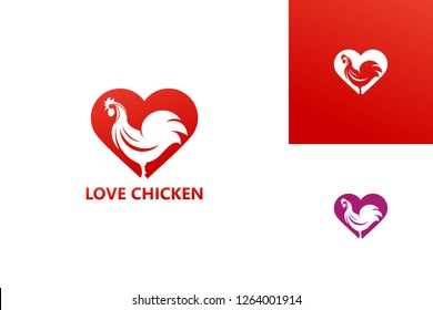 Love Chicken Logo Template Design Vector, Emblem, Design Concept, Creative Symbol, Icon