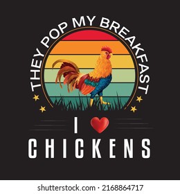 I Love Chicken | chicken style t shirt design | Chicken lover, retro vintage chicken t shirt