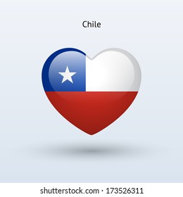 Love Chile symbol. Heart flag icon. Vector illustration.