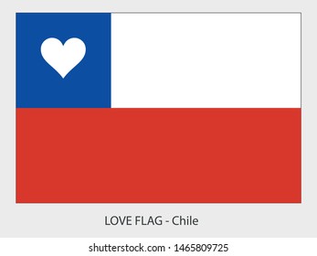 I love Chile vector flag with heart sign symbolizing love for that country