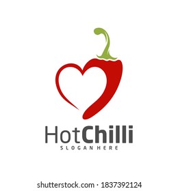 Love Chili logo design vector template, Red Chili Illustration, Symbol Icon