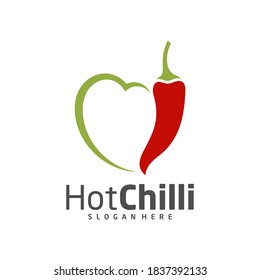 Love Chili logo design vector template, Red Chili Illustration, Symbol Icon