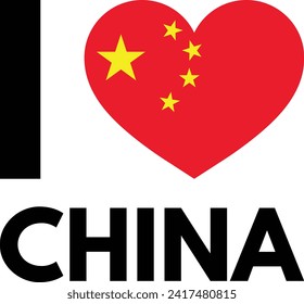 I love China with Chinese heart isolated on white background . Vector illustration