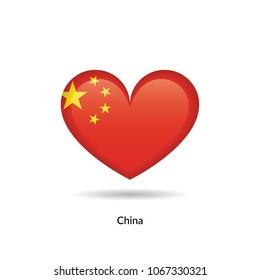 Love China - heart flag. Vector EPS10 Illustration.