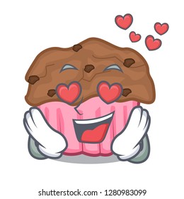In love choclate muffins on grilled board character