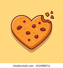 Amo Chocolate Cookies Ilustración del Vector de dibujos animados. Vector Premium Aislado De Icono De Aperitivo De Comida. Estilo de dibujo plano