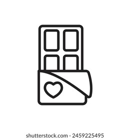 Love Chocolate Outline Icon Vector Illustration