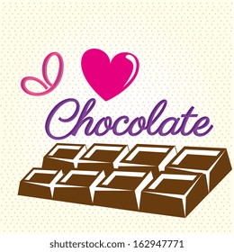 i love chocolate over dotted background vector illustration 