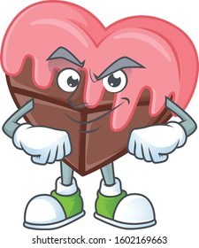 Love chocolate with pink mascot cartoon character style with Smirking face