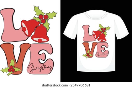 Love Christmas Retro, Retro Christmas Sublimation , Christmas Bag Designs , Retro Sublimation Design