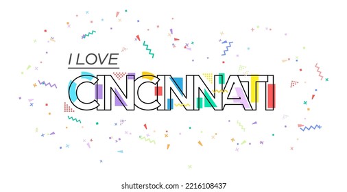 Ich liebe Cincinnati. Vektorschrift für Postkarten, Poster, Poster und Banner. Flachdesign